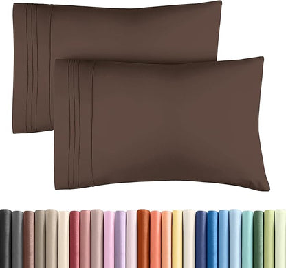 Queen Pillow Cases Set of 2 - Ultra Soft Hotel Quality Pillowcase Covers - Comfy, Cozy & Wrinkle Free - Shrinkage, Stain and Fade Resistant - Machine Washable Pillow Protectors - 2 Piece Set - Brown
