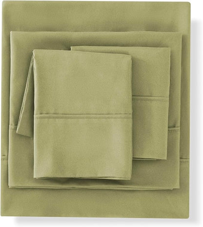 King Size Comforter Set with Sheets - 7-Piece Bedding Collection - 1 Comforter, 1 Fitted Sheet, 1 Flat, 4 Pillowcases - Deep Pocket - Soft & Breathable Premium Quality - Ideal for All Seasons, Sage