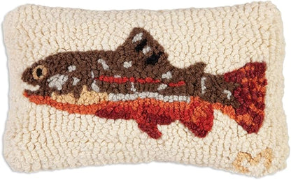 Chandler 4 Corners Artist-Designed Maple Trout Hand-Hooked Wool Decorative Throw Pillow - Lake & Lodge Pillow for Couches & Beds - Easy Care & Low Maintenance - Lake House Cabin Pillow