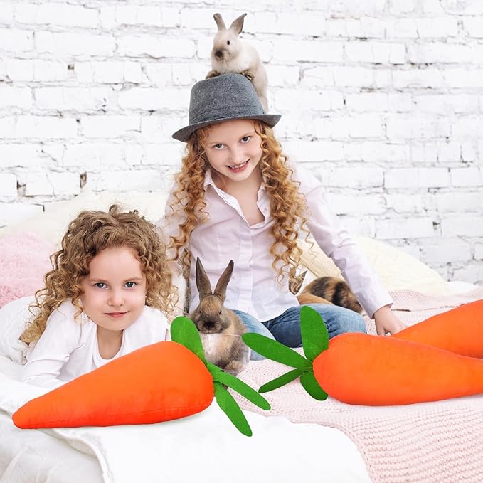 3 Pcs Easter Carrot Throw Pillow Shaped Cushion Decorative Pillows Carrot Shaped Pillow Filling Easter Toys Stuffed Decor for Home Bedroom Couch Decorations Festive Gift