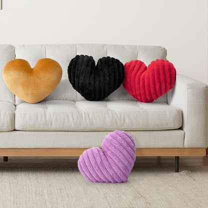 16 Inch Heart Pillow Cute Soft Decorative Throw Pillows, Heart Shaped Fluffy Faux Fur Pillows Cushions for Couch Sofa Bed Bedroom Room Home Decor Aesthetic (2, Red, Medium-16 x13)
