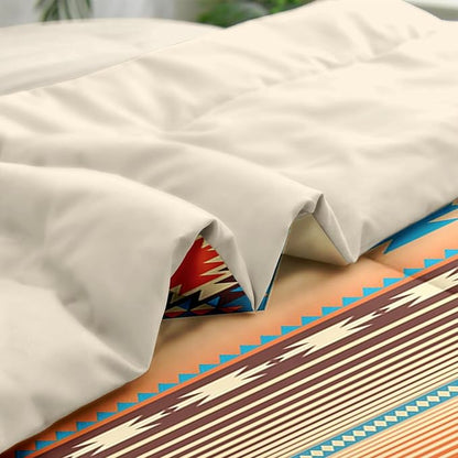 Comforter Set Queen Size, Southwest Western Geometric 7 Pcs Bedding for Kids and Adults, Mexico Stripe Turquoise Bed Sheet Sets with Fitted Sheet 2 Pillowcases & 2 Shams