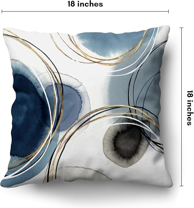 Americanflat 18x18 Throw Pillow with Sewn-in Insert - All-in-One Decorative Pillows - No Cover Needed - Soft and Durable Cushion for Bed or Sofa - Polyester - Blue, White, Black and Gold