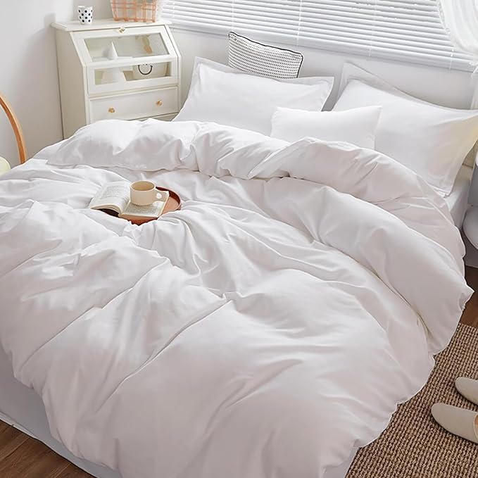Cottonight White Comforter Cal King Plain White Bedding Comforter Set California King Solid Color Plain Solid Blanket Quilts Cozy Durable Soft Modern Bedding Comforter Sets Women Men