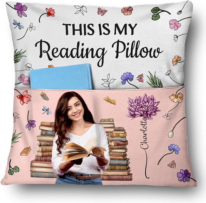 Personalized Pocket Pillow - Book Lover Gift, Reading Nook Accessory, Cozy Home Décor Idea - Custom Photo This is My Reading Pillow