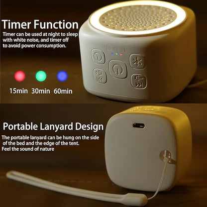 Portable Sound Machine for Baby Adults Travel, 26 Nature Sounds, 9 Color Night Light, Adjustable Volume, 3 Timers Memory Function Mini White Noise Sound Machine for Sleeping Office Privacy Hotel Gift