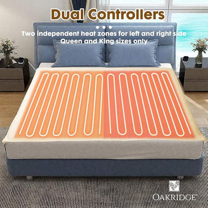 OakRidge Digital Comfort Fleece Heated Queen Blanket - Natural, 100% Polyester, Machine Washable, Oeko-TEX Certified, Perfect for Warm Nights, Controlled Heat Settings