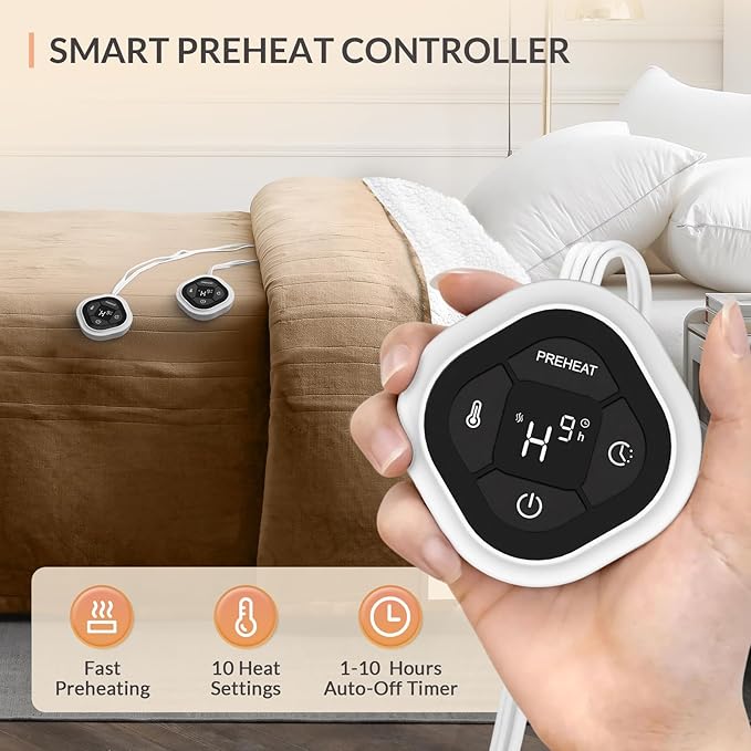 HOMLYNS LuxeHeat Heated Blanket Electric Blanket King Size, Soft Flannel Sherpa Heating Blanket with 10 Heat Settings, 1-10 hrs Timer Auto Shut Off (90x100 inches, Coffee)