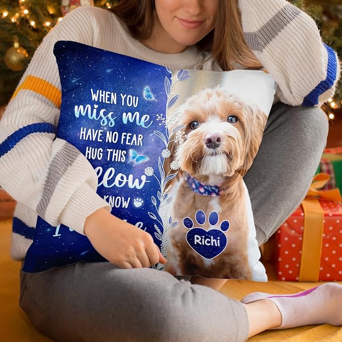 Pawfect House Custom Photo My Love for You is Always Here, Personalized Pet Memorial Throw Pillow (Insert Included), Dog Memorial Gifts for Loss of Dog, Cat Bereavement Gifts, Pet Loss Sympathy Gift