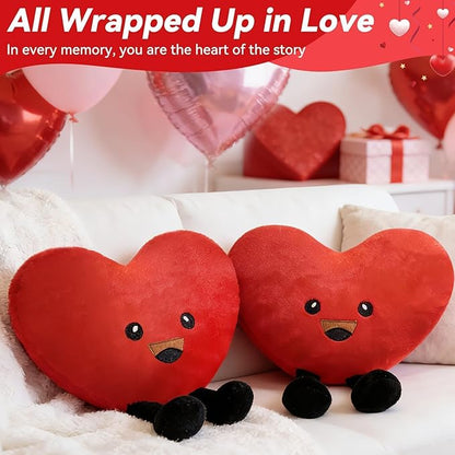 Valentine's Day Heart Pillow,Cute Red Heart Pillow Plush,Fluffy Decorative Heart Throw Pillow,Valentines Day Gifts for Her,Heart Plush for Girl Friends Birthday Mother's Day(15 Inches)