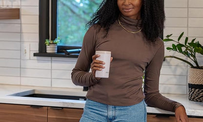 Ello Jones 11oz Insulated Stainless Steel Travel Mug with Leak-Proof Slider Lid, Single Serve Small Coffee Tumbler, Keeps Drinks Hot 3 Hours Cold 8 Hours, BPA-Free, Beige Gingham