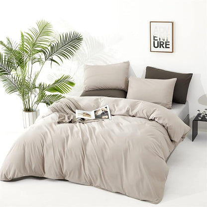 CLOTHKNOW Light Khaki Full Size Comforter Sets 3Pcs Oatmeal Bedding Comforter Sets All Season Soft Beige Khaki Comforter with 2 x Pillow Cases