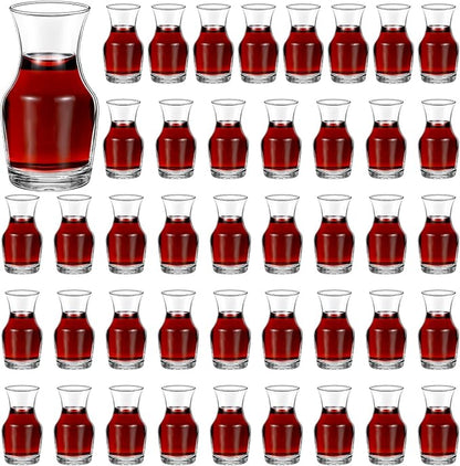 42 Pack Single Serving Wine Carafe Glass Small Mini Carafe Individual Wine Refill Decanter for Dinner Parties Tastings Bars Restaurants (6.5 oz)