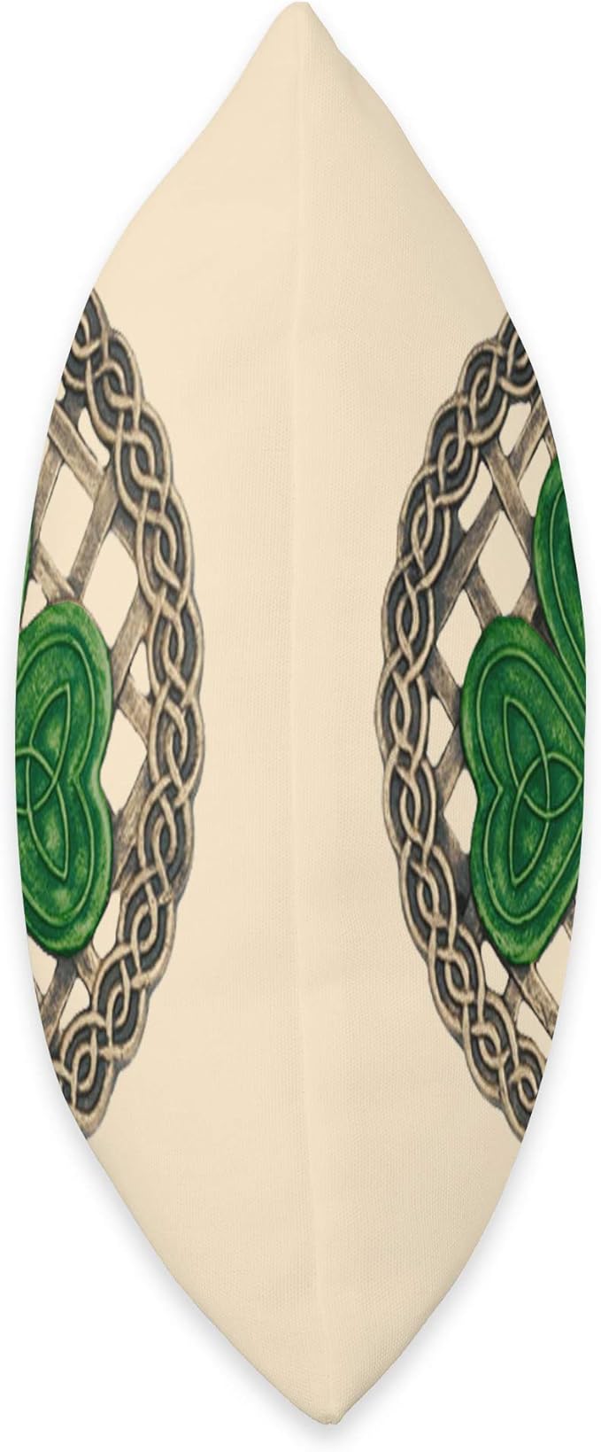 Green Shamrock, Celtic Knots With Beige Background Throw Pillow