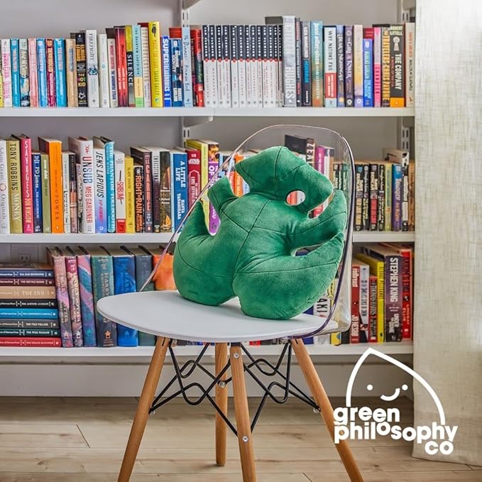 Green Philosophy Co. Monstera Deliciosa Leaf Pillow - Jungle Green