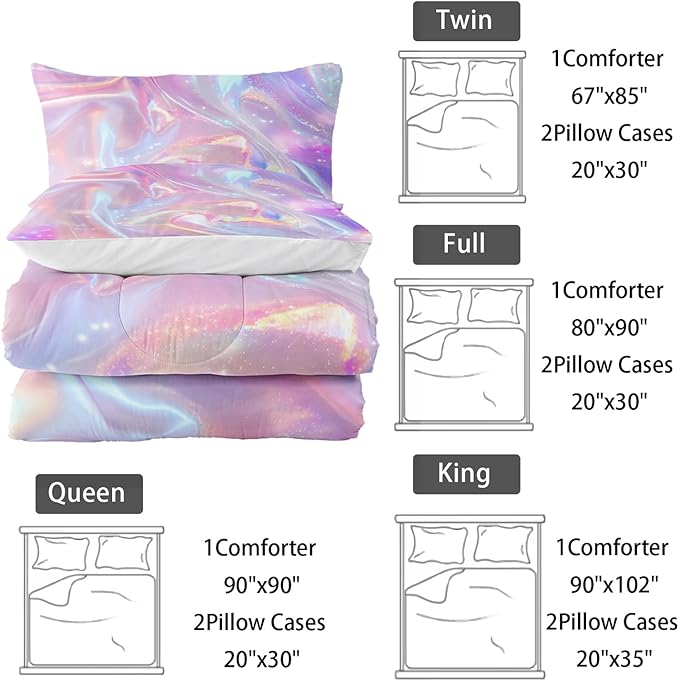 Pink Abstract Art Comforter Modern Abstract Comforter Set,Rainbow Gradient Star Bedding Set Twin Size 3PCS,Mordern Art Decor All Season Lightweight Soft Microfiber with 2 Pillow Shams