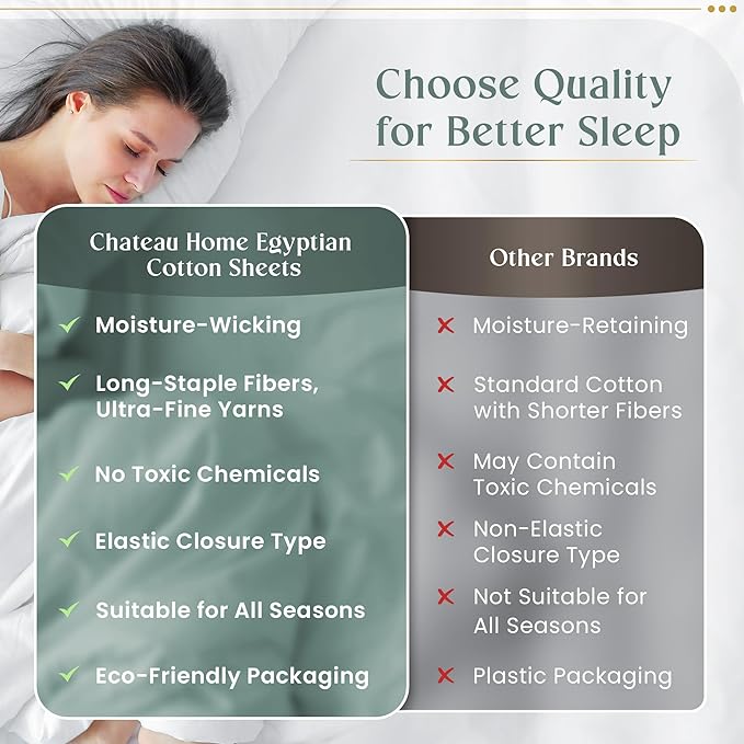100% Egyptian Cotton Sheets Queen Size Bed Set, Deep Pocket Queen Sheet set, 800 Thread Count Sateen Cotton Bed Sheets, Cool Soft Breathable No Pill Elasticated Luxury White Bedding For All Seasons