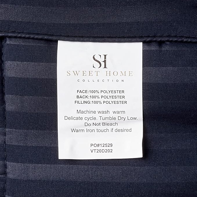 Sweet Home Collection 6 Piece Bed in a Bag with Dobby Stripe Comforter, Sheet Skirt, and Sham Set, Twin, Navy, 6, Case Pack (Pack of 4, 24 Count Total)