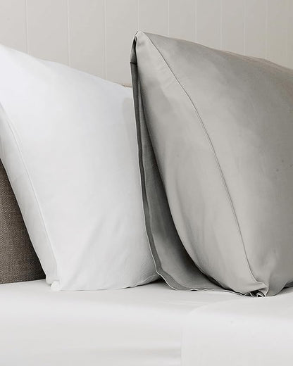 Cozy Earth King Pillowcases Set of 2 - Made of 100% Viscose from Bamboo, Ultra-Soft & Luxury, Woven from Naturally Breathable & Lightweight Fabric - Light Grey