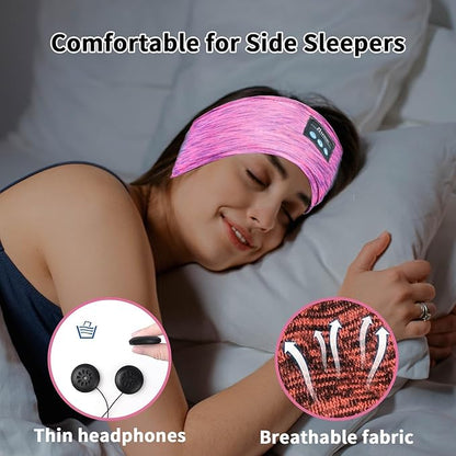 Wireless Sleep Headphones for Women - Bluetooth Headband for Side Sleepers with Adjustable Headband (Rose Red)