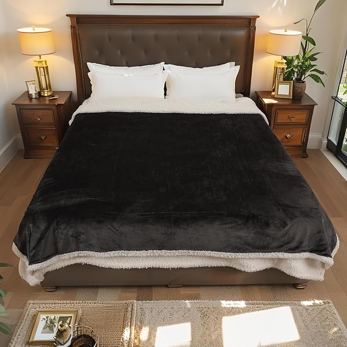 Electric Heated Blanket Twin Size 62"×84", Luxurious Breathable Flannel with 4 Heat Settings, 10-Hour Auto Shut-Off & Overheat Protection, for Bed & Couch, Cozy Gift - Iron Gray