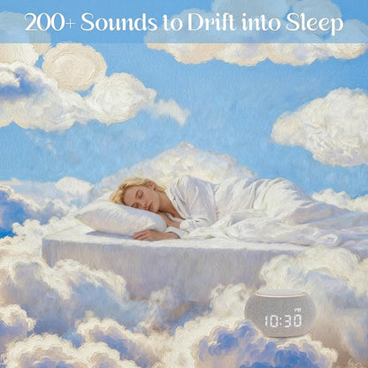 Sound Machine for Sleep White Noise Machine for Adults Night Light, Luna Pro 507 Soothing Sounds, Dual-stage Alarm&Snooze, Smart App Control Custom Buttons, Dimmable Clock Timer for Baby Kids
