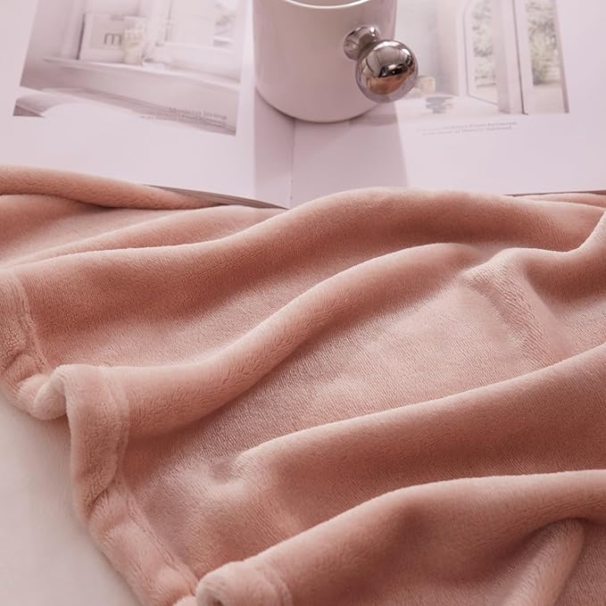 Hansleep Fleece Dusty Pink Full Blanket, Super Soft Flannel Fuzzy Plush Cozy Blanket for All Seasons, Dusty Pink, Full 84x90 Inches