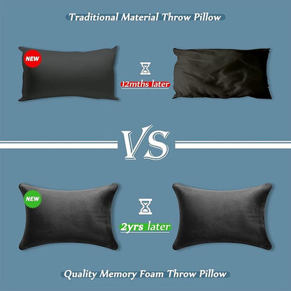 AM AEROMAX 12 × 20 Pillow Insert (Pack of 2) Memory Foam Lumbar Support Throw Pillow Sham Rectangular for Decorative Cushion Bed Couch Sofa Without Deform After Longtime Use(Black)