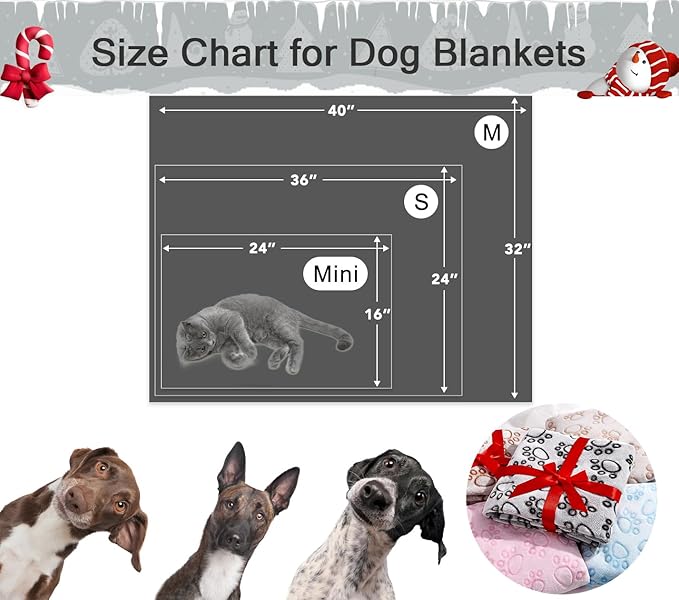 Stuffed 3pcs Premium Soft Dog Blankets for Small Dogs, Cat Blanket Calming Washable for Bed Couch Crate Protection Cover, Dog Puppy Kitten Essentials Christmas Dog Gifts, 32 * 40 inches