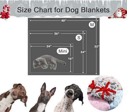 Stuffed 3pcs Colorful Soft Dog Blankets for Small Dogs Kittens, Washable Cat Blanket for Puppy Boys Gilrs, Dog Owner Gifts, 16 * 24 inches Grey Pink Blue Paw Print