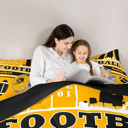 Feelyou Football Bedding Set Boys Girls Full Size Rugby Sports Comforter Set Sports Themed Women Men Football City Duvet Quilt Bedroom Decor