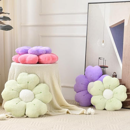Flower Pillow, Flower Shaped Pillow Decorative Throw Pillows for Bed Couch, Cute Daisy Pillow Dorm Decor Floor Seating Cushion (Green, 19.6 Inches)