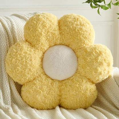 Flower Pillows, Decorative Throw Pillow with Soft Plush for Couch, Flower Shaped Pillow Home Decor Daisy Pillow for Bed (Yellow, 19.6 Inches)
