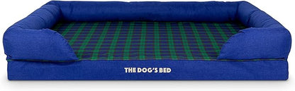 The Dog’s Bed Orthopedic Memory Foam Dog Bed with Bolsters, Oxford Fabric, Black Watch Tartan, XXL