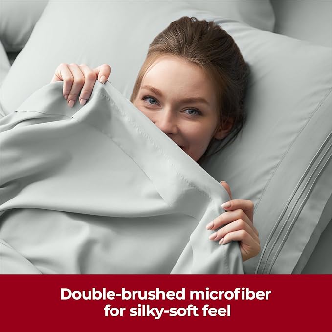 Mellanni Extra Deep Queen Sheets - 4 PC Iconic Collection Bedding - Hotel Luxury, Ultra Soft, Cooling Bed Sheets - Wrinkle, Fade, Stain Resistant (Queen, Spa Mint)