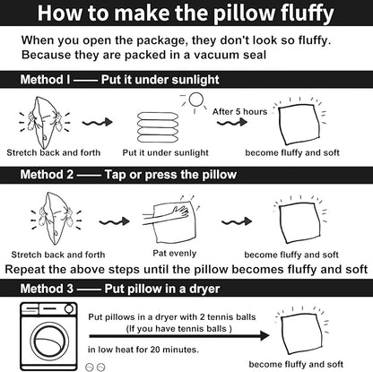 Throw Pillow Insert (Pack of 2, White), Goose Feather and Polyeser Throw Pillow for Decorative Cushion Bed Couch Sofa - Non-Deforming Over Time (18x18 Inch (Pack of 2))