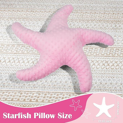 Marble Empire Starfish Pillow for Couch and Bed, Coastal Decor Throw Pillow, Ocean Beach Theme Accent Pillow for Living Room（Pink）