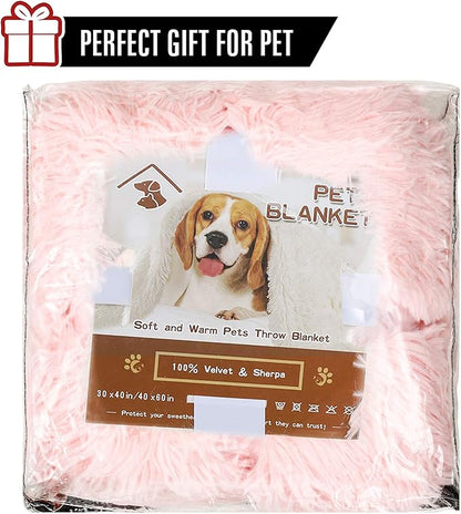 LOCHAS Luxury Fluffy Dog Blanket, Extra Soft and Warm Sherpa Fleece Pet Blankets for Dogs Cats, Plush Furry Faux Fur Puppy Throw Cover, 40''x60'' Pink