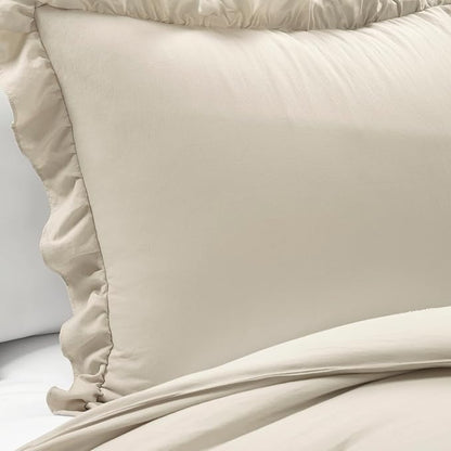 Lush Decor Reyna Ruffle Comforter Set - 2 Piece Twin Bedding Set - Elegance for Dorm Room - Twin XL, Wheat
