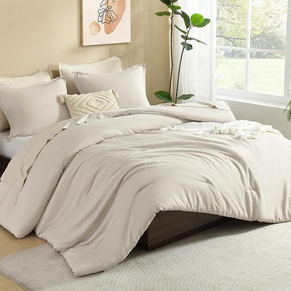 Litanika Comforters Tannish Grey Twin Size, 2 Pieces Lightweight Solid Bedding Set & Collections, All Season Fluffy Bed Set (66x90In Comforter & 1 Pillowcase)