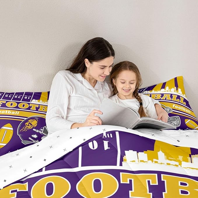 Feelyou Football Bedding Set Boys Girls Twin Size Rugby Sports Comforter Set Sports Themed Women Men Football City Duvet Quilt Bedroom Decor