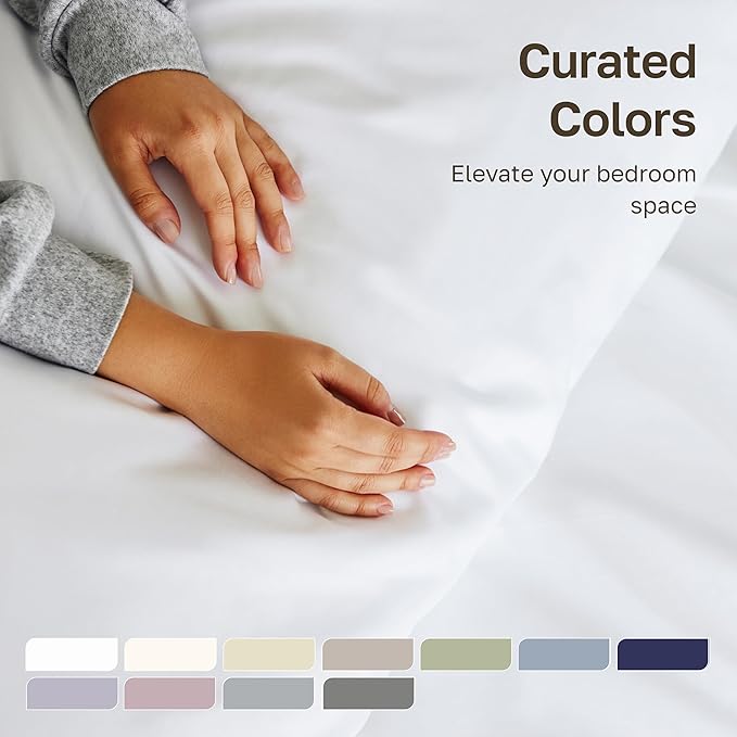 California Design Den Thick and Natural 100% Cotton Sheets Queen Size Set - 1000 Thread Count Sateen, Deep Pocket Queen Sheets, Durable Bedding Set - Beige (Sand Tone)