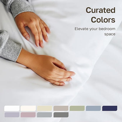 California Design Den Split King Sheets Sets for Adjustable Bed - 1000 Thread Count Sateen, Thick and Natural 100% Cotton Bed Sheets, Deep Pockets, Durable Bedding Set - White