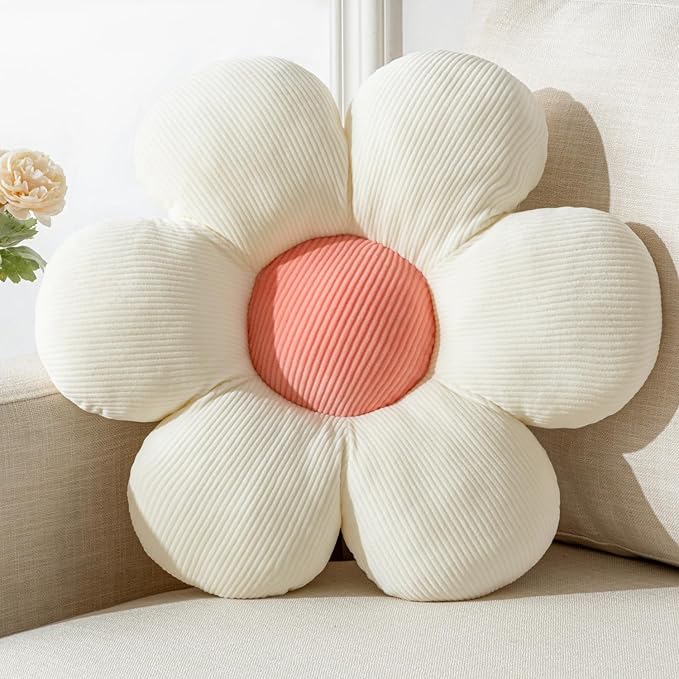 Daisy Shaped Throw Pillow - 19.6" Plush Flower Cushion for Home Decor
