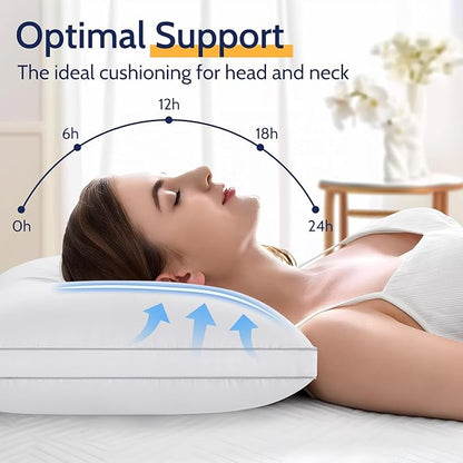 Pillows Standard Size Set of 2, Bed Pillows for Sleeping 2 Pack, Luxury Hotel Quality, Supportive Standard Pillows with Soft Down Alternative for Back Stomach Side Sleepers, Machine Washable