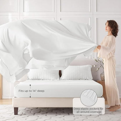 MUXHOMO 5 Pieces Twin Comforter Set, Seersucker Bed in a Bag Twin Size, All Season Luxury Bedding Set with Comforter, Flat Sheet, Fitted Sheet, Pillowcase & Sham, White