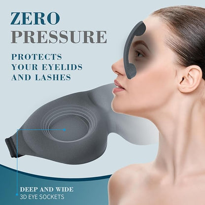 ZGGCD Sleep Mask for Side Sleeper, Light Blocking Sleeping Eye Mask for Women Men, 3D Contoured Cup Night Blindfold, Luxury Eye Cover Eyeshade with Adjustable Strap for Travel, Nap, Grey