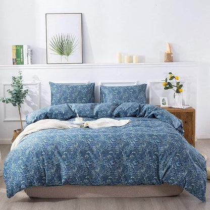 MKXI Comforter Full Size Blue Botanical Comforter Set Lightweight Floral Bedding for Girls All Sean Warm Soft Bed Comforter