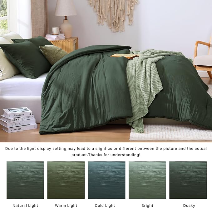WRENSONGE Full Size Comforter Sets - 3 Pieces Deep Forest Comforter Prewashed Soft Lightweight for All Seasons, Fluffy Down Alternative Comforter Full Size with 2 Pillow Shams