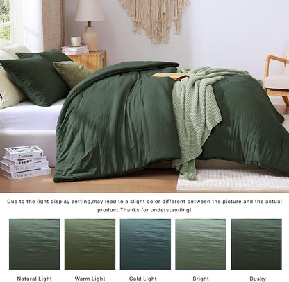 WRENSONGE King Size Comforter Set - 3 Pieces Deep Forest Comforter Prewashed Soft Lightweight for All Seasons,Fluffy Down Alternative Comforter King Size with 2 Pillow Shams